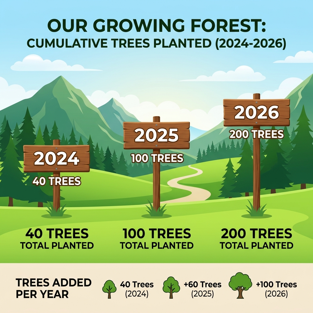 Our Growing Forest: Cumulative Trees Planted (2024-2026) Chart